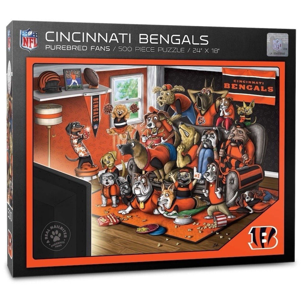 Cincinnati Bengals NFL Purebred Fans Puzzle 500 Piece Dogs Football 18x24 NIP‎